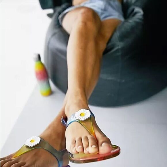 NEW asos London Rebel daisy jelly sandals in rainbow - Picture 3 of 4